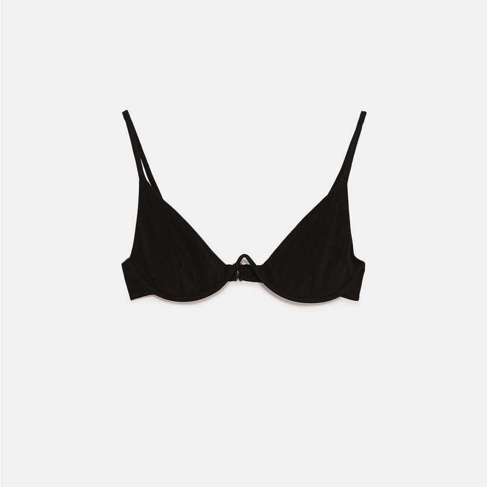 Zara V-Neck Textured Weave Bikini Top